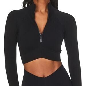 Joja Exhale Women's Black 1/2 Zip Seamless Cropped Active Pullover Size S NWOT